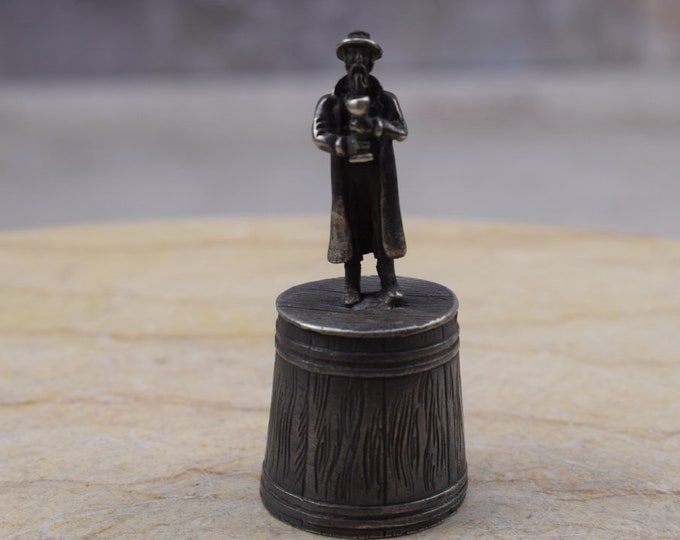 Unique Sterling Silver - Figurine Playing Jew - Silver Glass - Silver Chalice - Tsar Silver 84 - Vintage Silver - Gift Idea