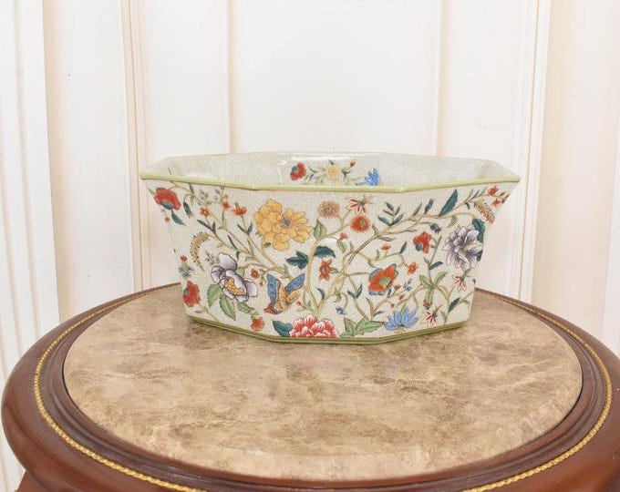 Vintage Floral Porcelain Fruit Plate: Painted Ornament Decor