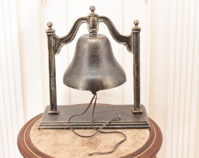 Large Vintage Cast Iron Hotel Reception Bell – Large Heavy Desk Bell – Movable Mechanism