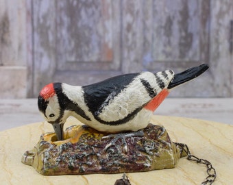 Cast Iron Door Knocker - Colorful Woodpecker Statue - Door Decor - Home Decor - Funny Gift - Elegant Vintage Woodpecker
