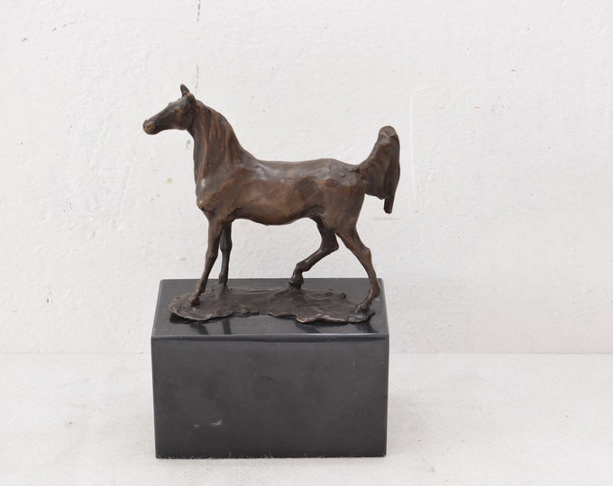 Realistic Horse Figurine Wild Steed Bronze Statue  Sculpture  Gift Idea -