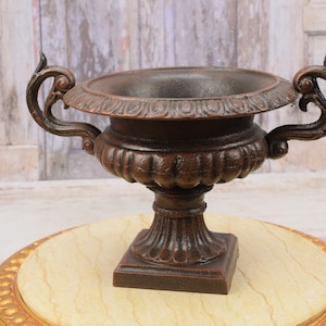 Amazing Cast Iron Flower Pot - Brown Garden Vase - Cast Iron Garden Decoration - Heavy and Solid - Planters Art Nouveau Style - Garden Decor