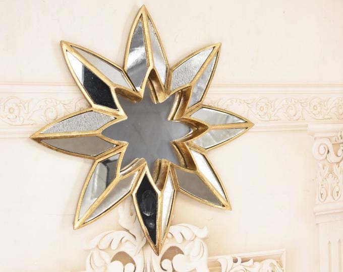 Gold Resin Sunburst Mirror: Art Deco Wall Decor