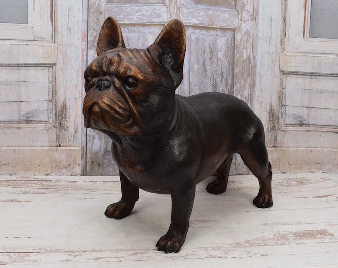 Large French Bulldog Dog - Heavy Sculpture - Funny Bronze Figure - Sculpture Bronze - Dog Figure - Home and Garden Decor  - Vintage Bronze