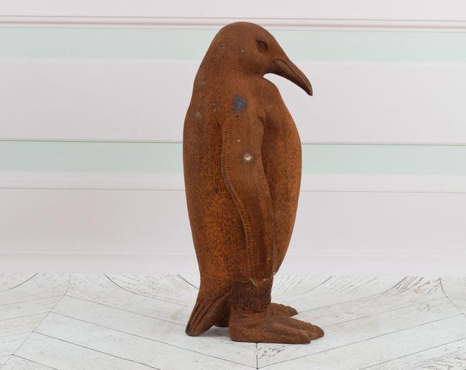 Vintage Cast Iron Funny Penguin - Rustic Cast Iron Penguin Art - Amazing Garden Statue - Gift Idea for Home and Garden