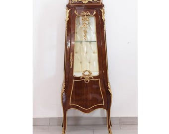 Vintage Louis XV Glass Display Cabinet – French Glazed Vitrine