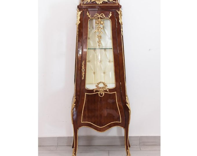 Vintage Louis XV Glass Display Cabinet – French Glazed Vitrine