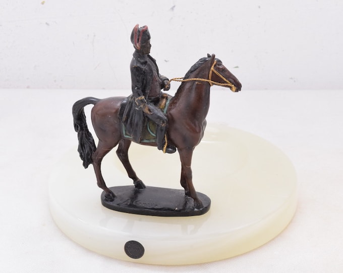 Onyx Ashtray with Bronze Sculpture of Napoleon on Horseback - Gem Stone - Exlusive Gift Idea  - Home Decor