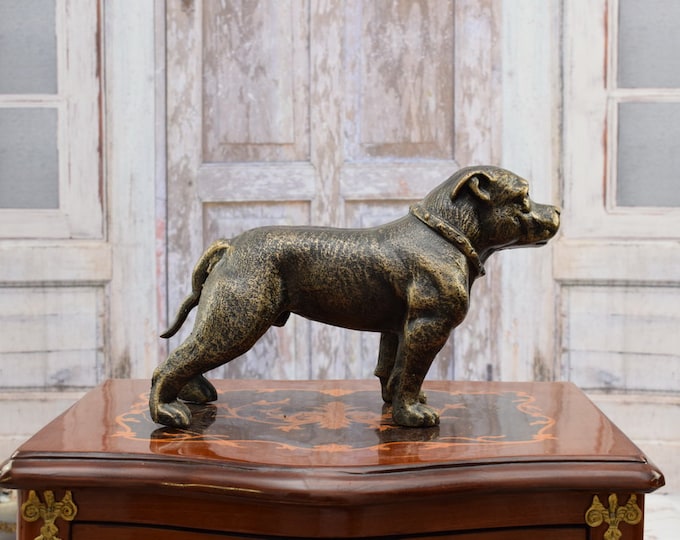 Vintage Staffordshire Terrier Statue - Handcrafted Dog Sculpture - Amazing Gift Idea - Animal Statue - Home and Garden Decor