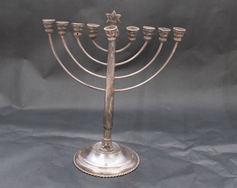 Chandelier en argent antique - Menorah en argent - Hanoukka en argent - Russie impériale judaïque - Idée cadeau unique incroyable - Décoration intérieure