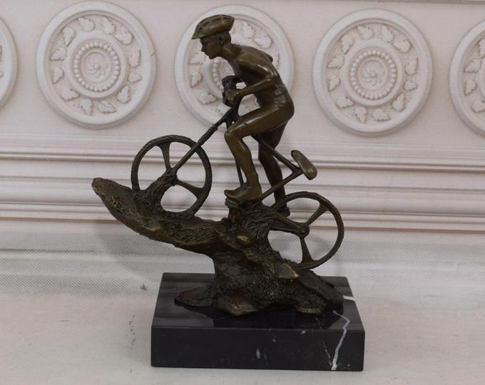 Cyclist Bronze Statue - Bike Mountainbike Bronze Sculpture - Sport Figurine - Cyclist on Bicycle - Home Decor - Gift for Cyclit