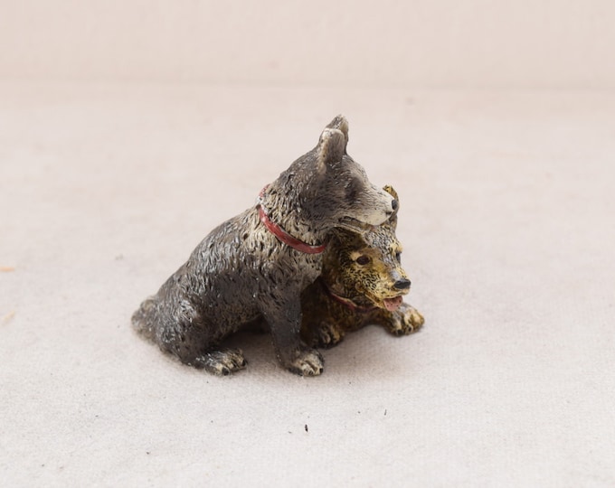 Austrian Bronze 2 Dogs Vienna Dog Friends Bronze Figure Gift Idea -