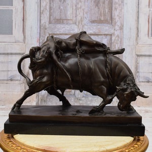 Abduction of Europe Bronze Statue - Figurine Bronze On Marble Base - Europe and Bull - Foundry Mark - Large Sculpture - Home Decor