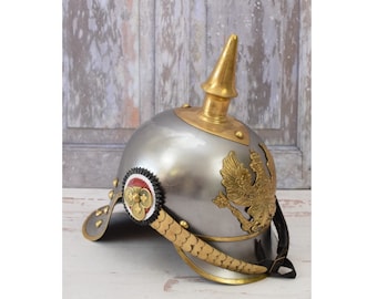 German Pickelhaube Steel & Brass - Helmet Prussian Military Spike Helmet - Military Decoration - Home Decor - Unique  Gift