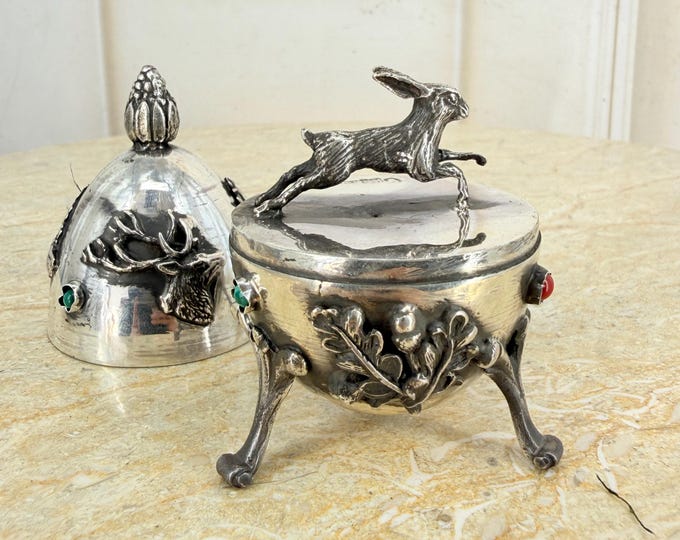 Tsar Antique Silver Egg – Running Hare – Marked 84 – Rare Silver Collectible