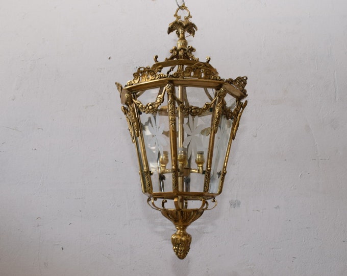 Antique French Bronze Lantern – Country Effect Hanging Ceiling Light