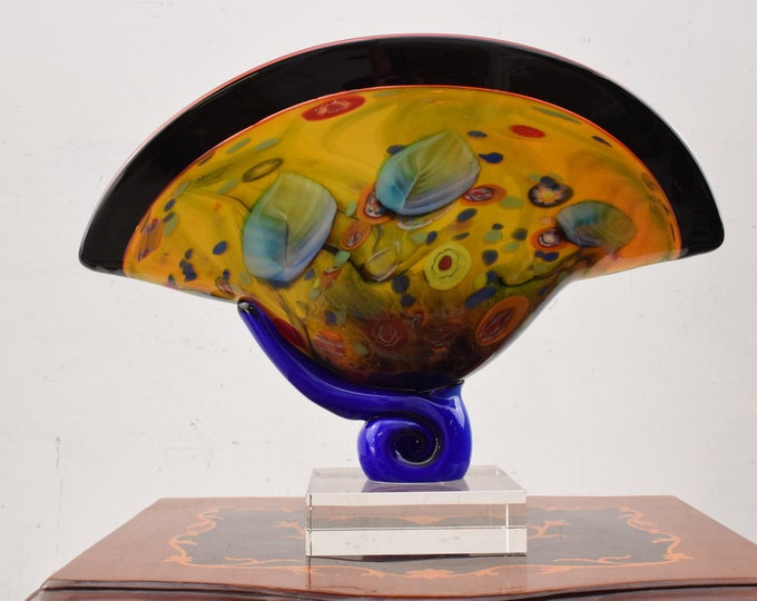 Amazing Seashell Vase Murano Style Glass - Sturdy and Thick Glass - Colorful Flower Pot - Richly Decorated - Italian Luxury Glass Gift Idea