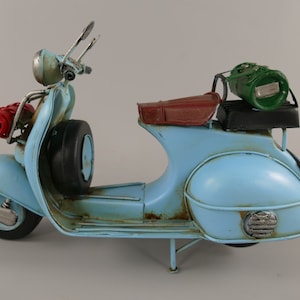 Blue Scooter Motorbike Motorcycle Old Classic Metal Model Toy Moto  Gift Idea Old School