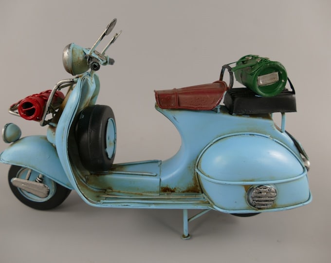 Blue Scooter Motorbike Motorcycle Old Classic Metal Model Toy Moto  Gift Idea Old School