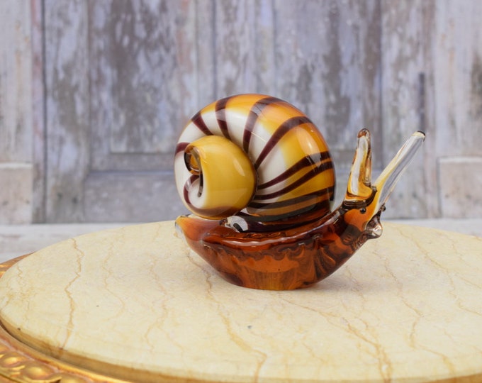 Funny Orange Snail Murano Style - Snail Murano Statue - Venetian Glass - Home Decor - Figurine Glass - Art Work Statue - Venetian Gift