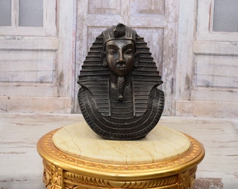 Buste pharaon statue en bronze - seigneur égyptien - statue égyptienne unique - cadeau exclusif - décoration d'intérieur - cadeau pour anniversaire