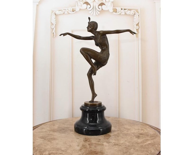 Con Brio Dancer Bronze Sculpture – Cabaret Dancing Woman Figurine – Elegant Dance Art – Exclusive Gift Idea for Art Lovers and Collectors