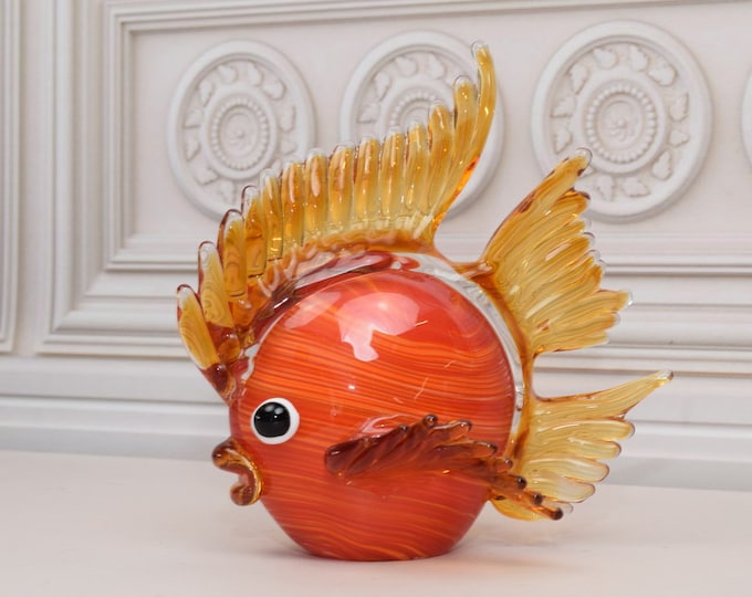 Red Venetian Glass Fish Murano Style - Handcrafted Fish - Statue Fish - Unique Figurine Home Decor - Good Gift for Wedding