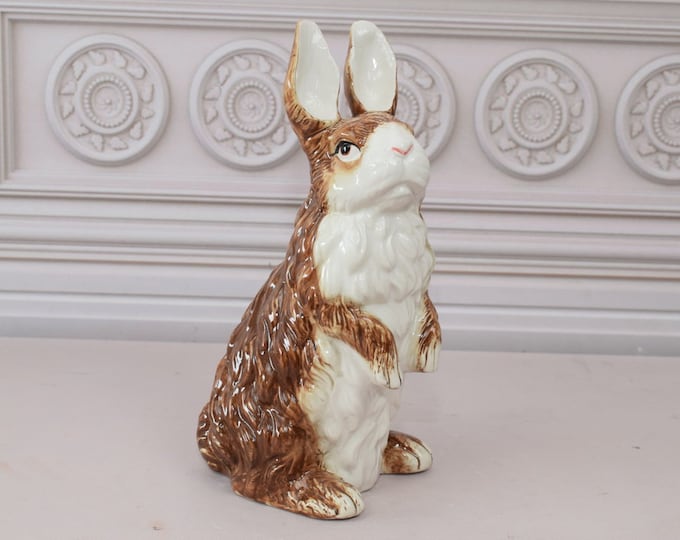 Beautiful Hare - Figurine Porcelain Rabbit - White and Brown Rabbit Statue - Home Decor - Gift for Wedding, Birthdaym Housewarming