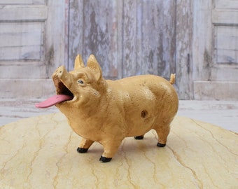 Cast Iron Piggy Bank - Mechanical Bank - Funny Pig - Vintage Money Box - Elegant Home Decor - Good Gift Idea - Amazing Statue Pig