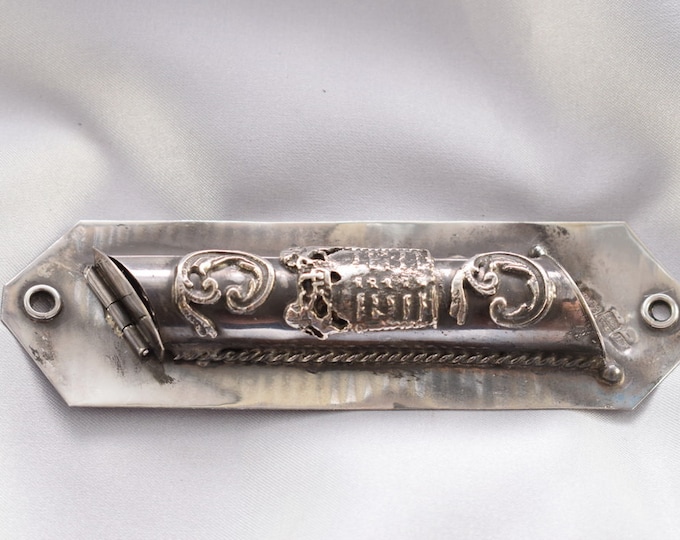 Silver 84 Mezuzah on Door - Jewish Housewarming - Imperial Russia Siver - Art Work Mezuzah - Silver Door Decor - Home Decor - Gift Judaica