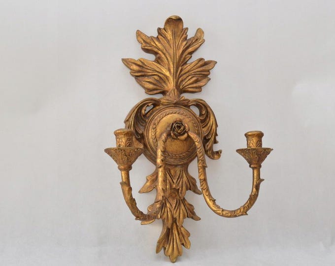 Vintage Gold Two-Arm Candelabra – Elegant Wall or Table Candle Holder