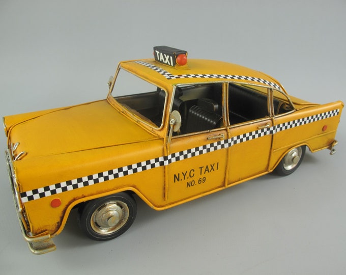 Vintage Taxi New York Usa Car Old Metal Model Toy Auto   Gift Idea Old Scool
