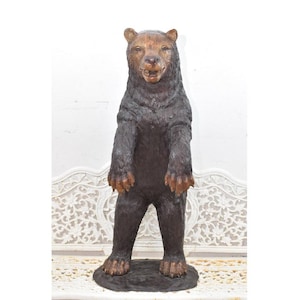 41inch Large Bronze Bear Sculpture - Funny Stand Bear Statue - Home and Garden Figure - Premium Bronze - Vintage Gift Idea - Home Decor