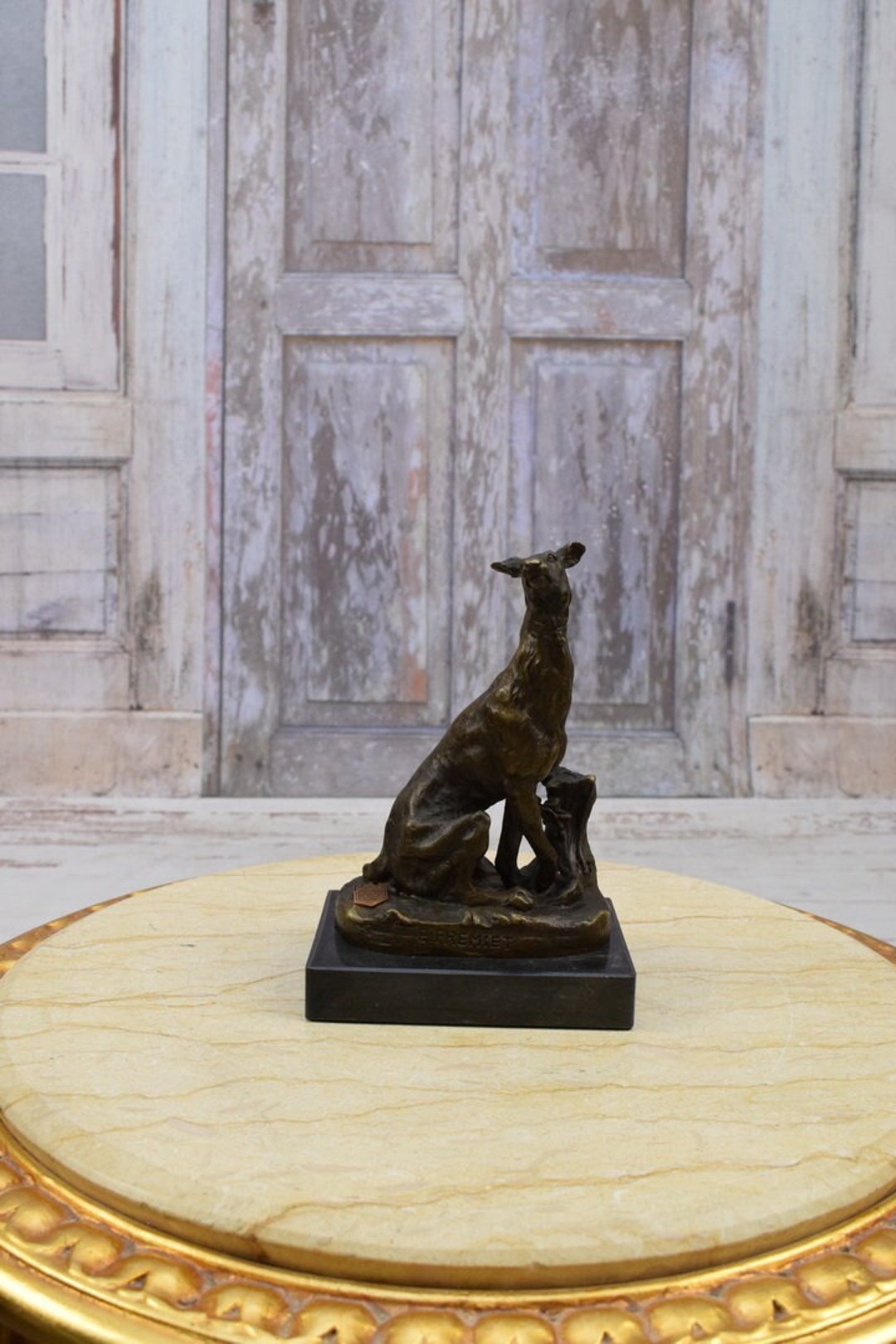 古銅 狩猟犬 ブロンズ像 銅像 座り像 約2780g 入手困難 WWST022