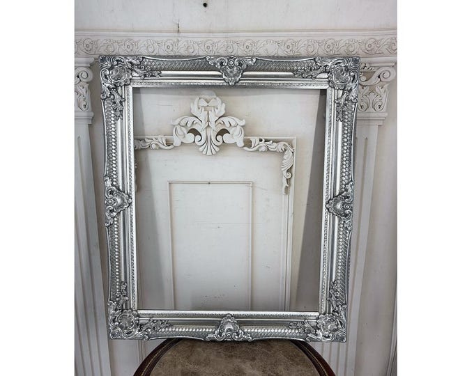 Handmade Silver Wooden Painting Frame: Wall Art Decor 29.53 × 25.59 in