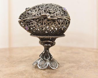 Tsarist Silver 84 Egg with Mini Torah: Judaica Collectible