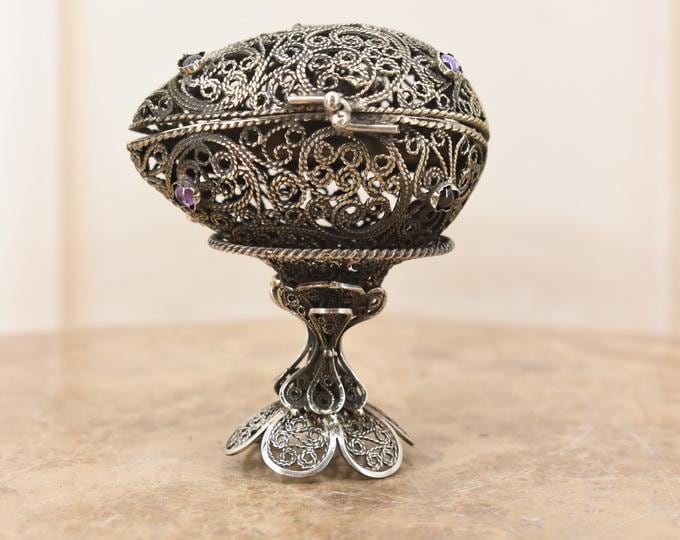 Tsarist Silver 84 Egg with Mini Torah: Judaica Collectible