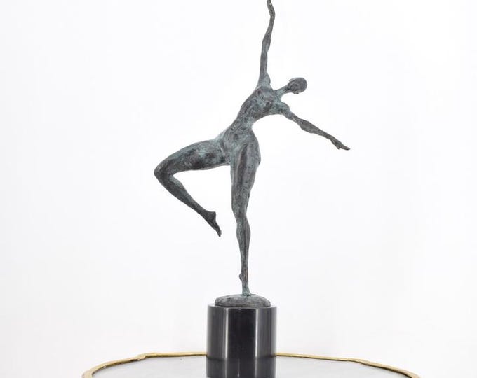 Modernist Abstract Dancer Woman Statue – Bronze Patina Milo Sculpture Style – Art Deco Style Figurine – Elegant Home Decor