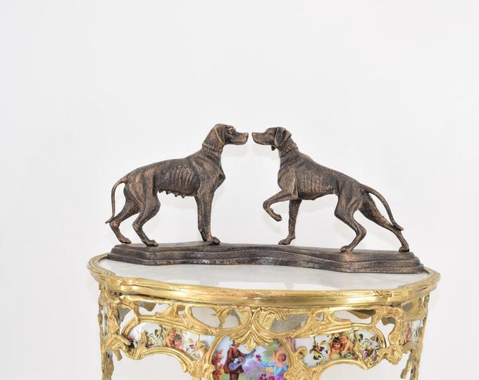 Cast Iron Greyhounds Sculpture - Vintage Couple Hounds Figurine Male and Female Hunting Dogs - Elegant Cast Iron Decor for Dog Lovers