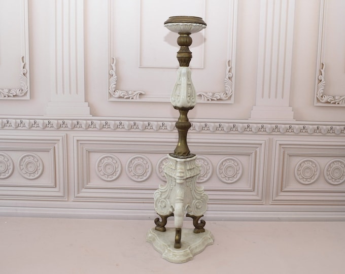 White Porcelain and Bronze Candlestick - Unique Antique Porcelain - Home Decor - Old Candleholder - Gift for Wedding, Birthday, Housewarming
