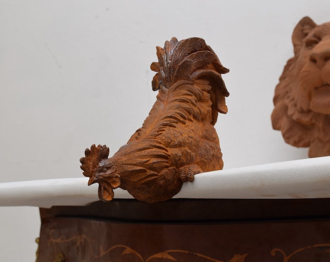 Cast Iron Rooster Farm Animal Sculpture Figurine Figure Gift Vintage Antique Style Home  Decor