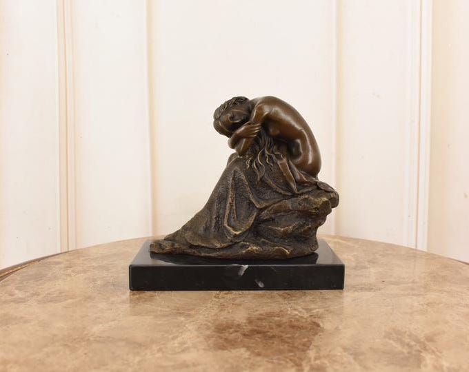 Vintage Bronze Art Deco Figurine – Reclining Woman Milo Style Statue