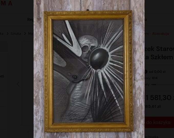Starowieyski-Art Abstract Pastel on Carton | Vintage Modernist Surreal & Macabre Art | Unique Eerie Wall Decor Gift