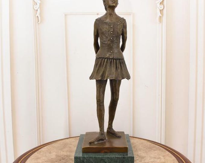 Bronze Ballerina Sculpture: Edgar Degas Style Dancing Girl Figurine