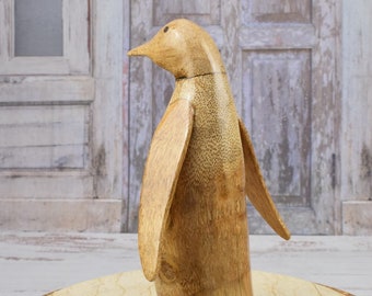 面白いペンギンチーク材 - 面白いペンギン像 - 木製アート作品