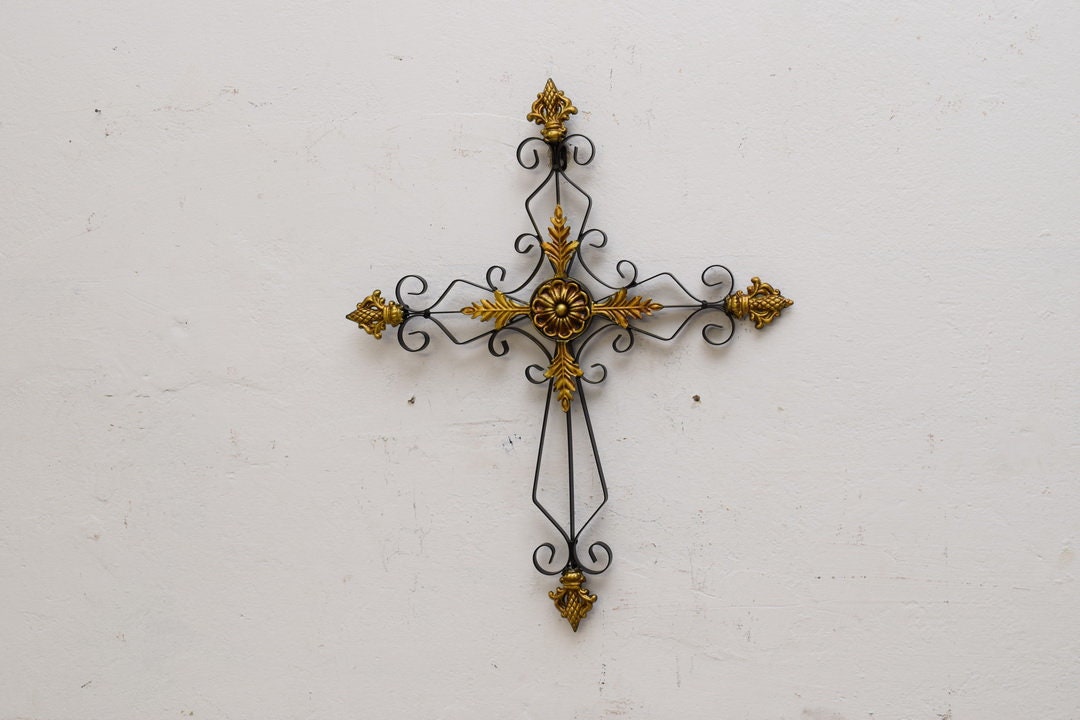 Wrought Iron Cross Wall Vintage Style Wall Decoration Wrought Iron Etsy
