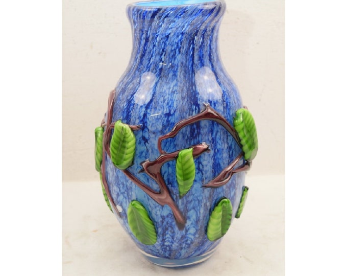 Vase Blue and Green Murano Style - Elegant Vase Gift Italian Venetian Product - Glass Vase