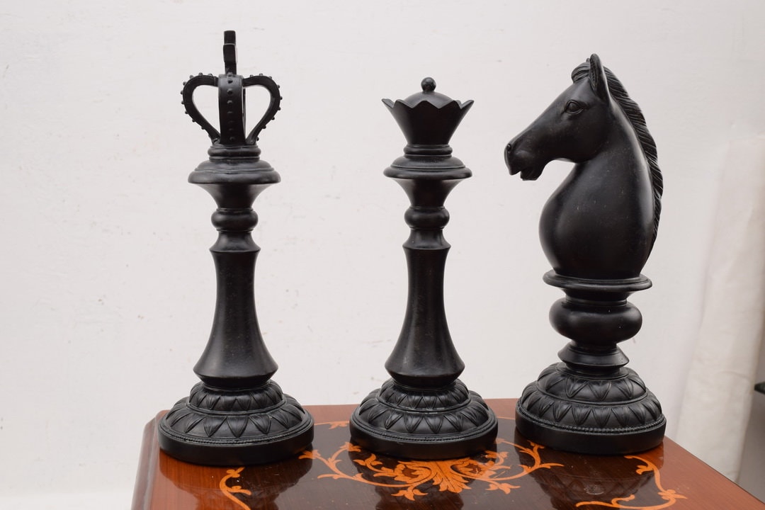 Chess game concept of black wooden king and queen, the most