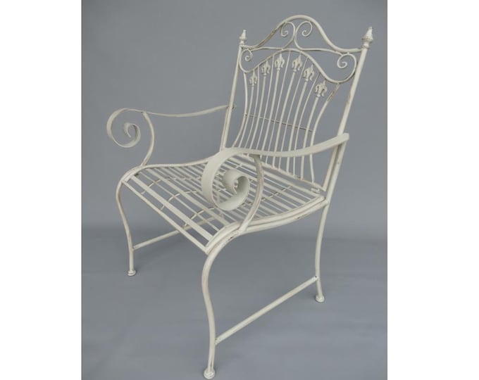 White Iron Garden Chair – Vintage Style Armchair