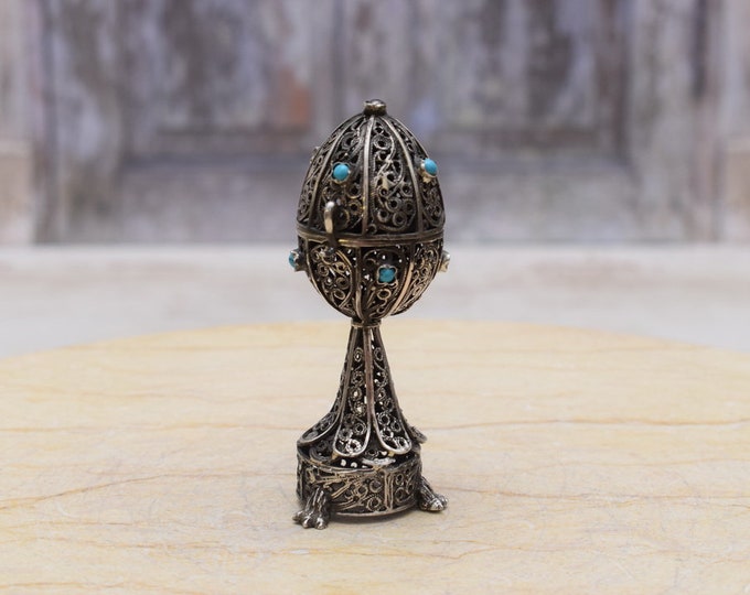 Silver Antique Egg - 79g - Tsar Old Silver - Collector Item - Home Decor - Gift Idea -  Unique Silver - Handmade Silver